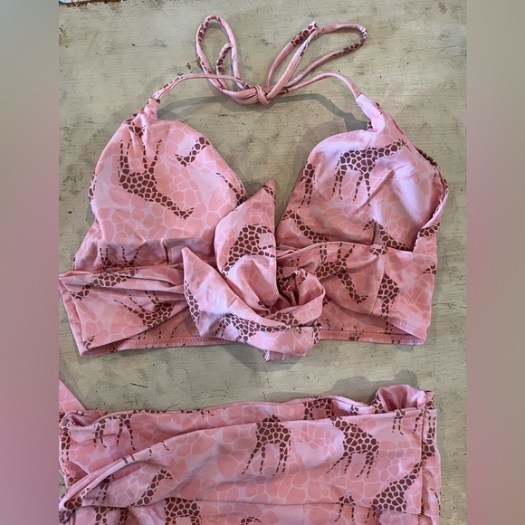 Rose swimsuit GIRAFFE PRINTED HIGH WAIST DEEP V TRIANGLE BIKINI NWOT | size XL - Picture 9 of 9